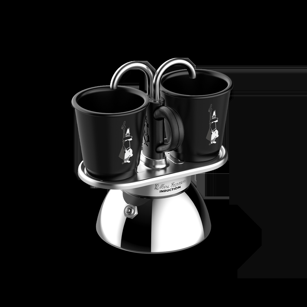Cafetière Mini Express induction + 2 tasses noires - Bialetti