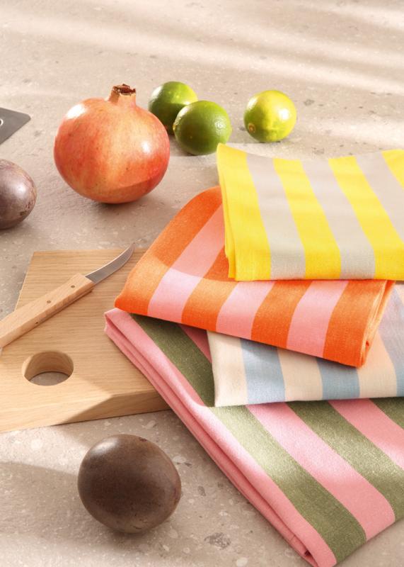 Cawö Prints & Stripes kitchen towels 2-pack striped stone/yellow 50×70 cm 546-53