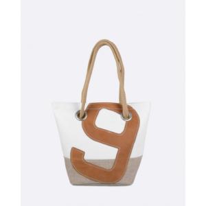 Handbag Legend 9 Linen and amber leather