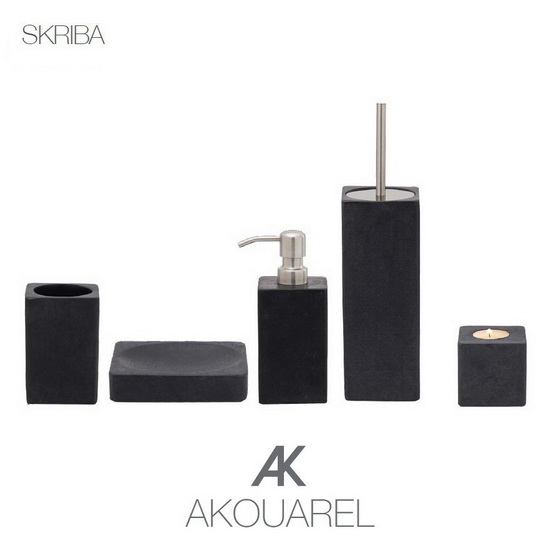 SKRIBA - A series of exclusive accessories for bathroom and kitchen in solid stone / marble from our AKOUAREL range.