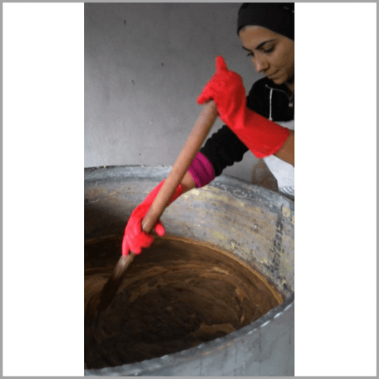 Production of Terra Rosa Aleppo soap, Savon d'Alep soap with Laurel Berry oil. Buy online from Casa Zeytin