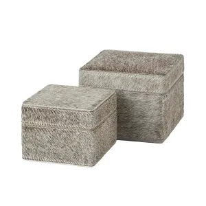 Aquanova Java Storage Boxes Brindle Set of 2 in Faux Suede