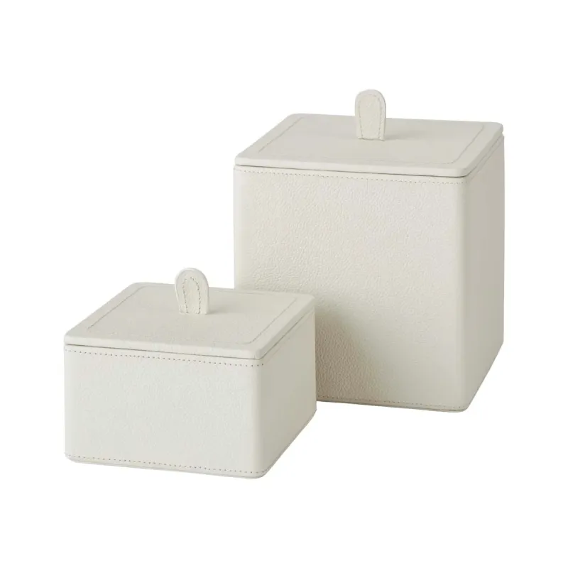 Aquanova Lotus förvaringskorgar Ivory i läder 2-pack