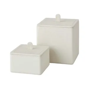 Aquanova Lotus förvaringskorgar Ivory i läder 2-pack