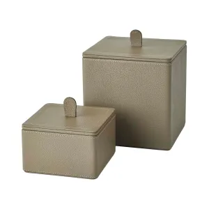 Aquanova Lotus förvaringskorgar Taupe i läder 2-pack