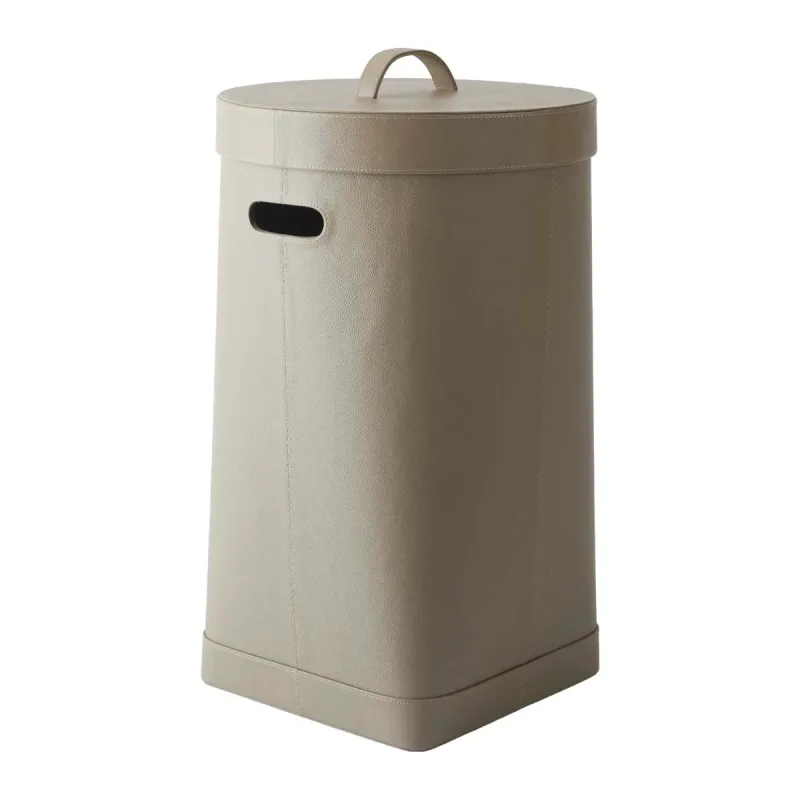 Aquanova Lotus Laundry Basket Taupe with Leather Lid