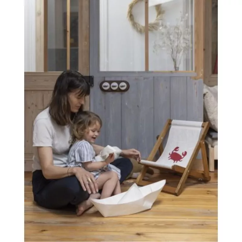 Barnsolstol av segelduk – krabbmotiv