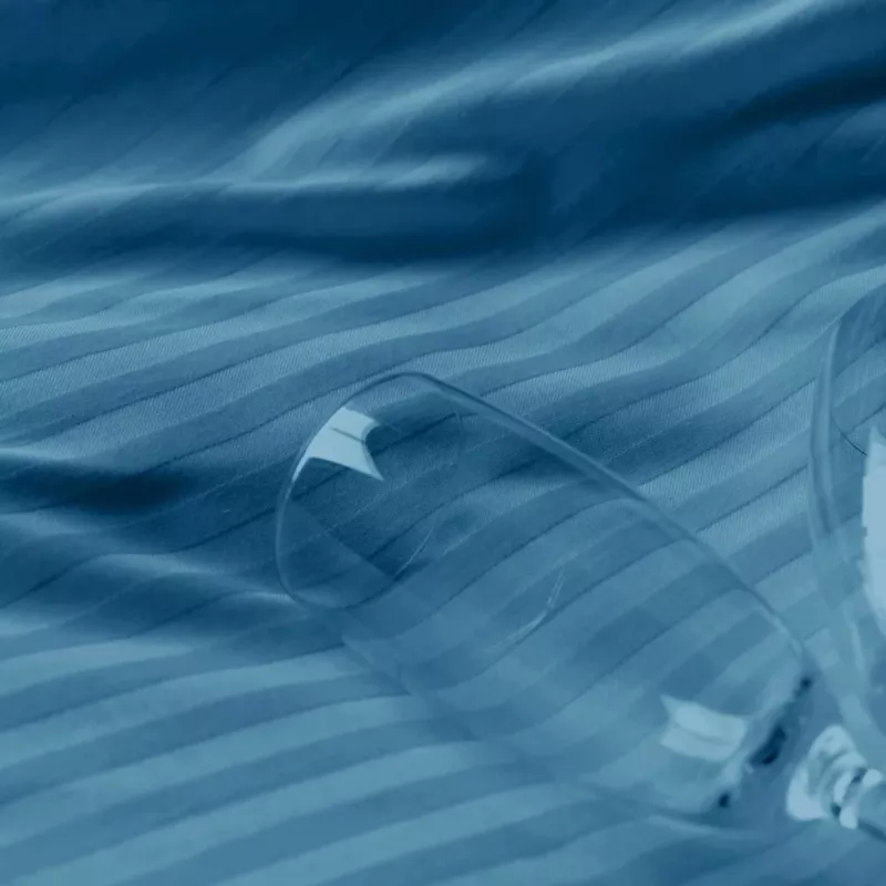 Beau Maison Satin Påslakanset Hotel Line Blå