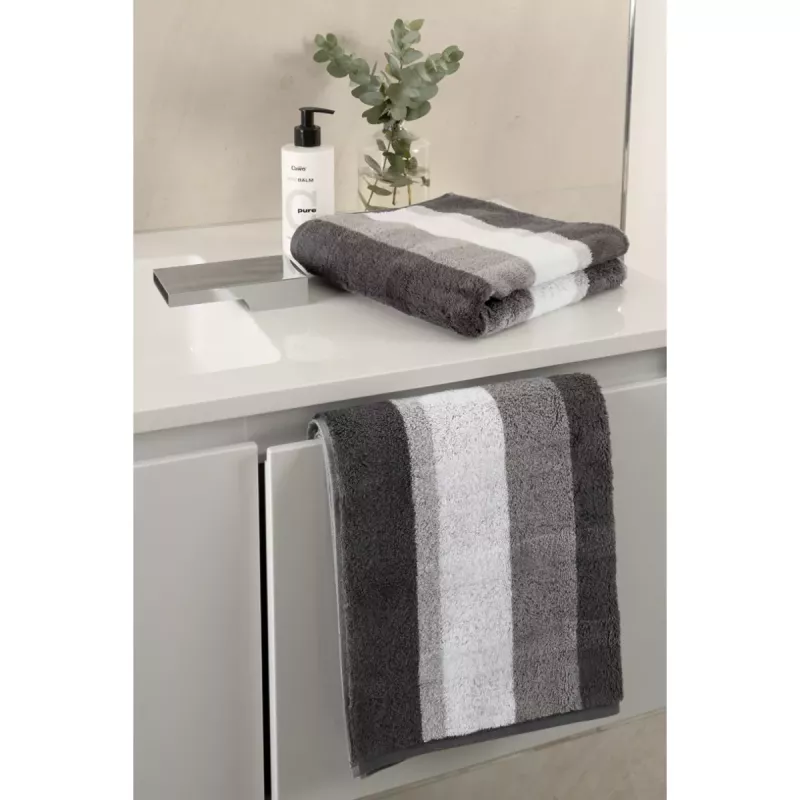 Cawö Handduk Noblesse Stripe 1087-77 Antracit