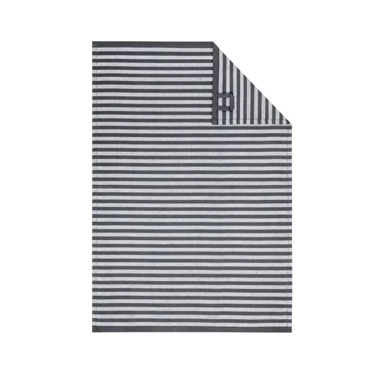 Cawö Campus Kitchen Towel - Tea Towel Linen Cotton 50x70 cm - Striped Anthracite Grey