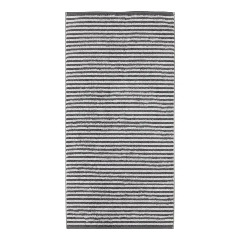 Cawö Club cotton towel, fine striped – basalt grey 6300-77