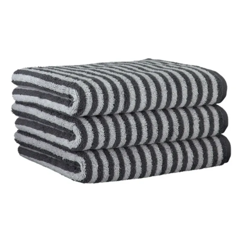 Cawö Club cotton towel, fine striped – basalt grey 6300-77