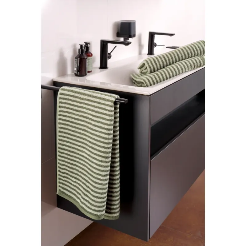 Cawö Club cotton towel, fine striped – eucalyptus green 6300-47