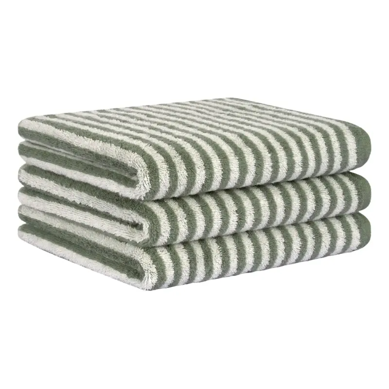 Cawö Club cotton towel, fine striped – eucalyptus green 6300-47