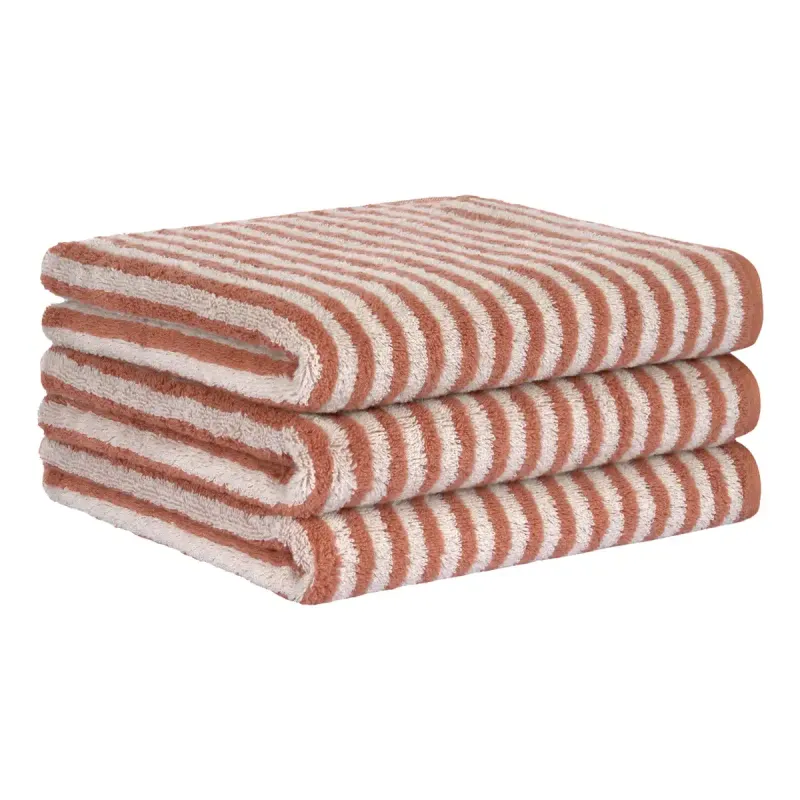 Cawö Club cotton towel, fine striped – copper 6300-30