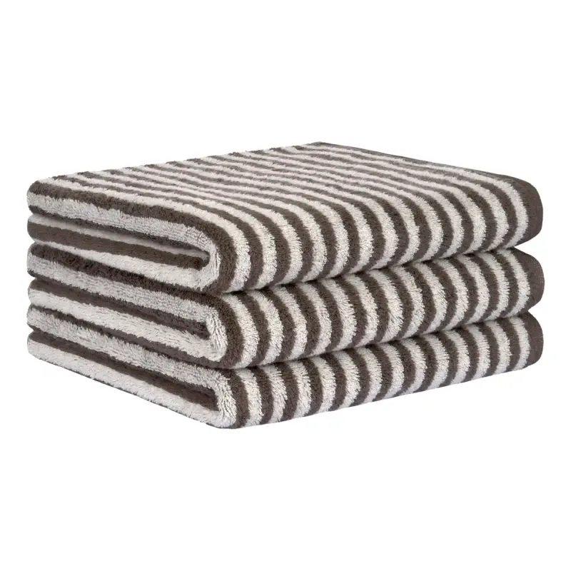 Cawö Club cotton towel, fine striped – pepper grey 6300-37