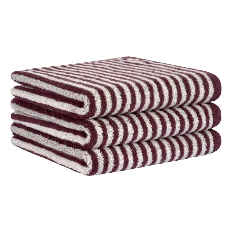 Cawö Club cotton towel, fine striped – burgundy 6300-87