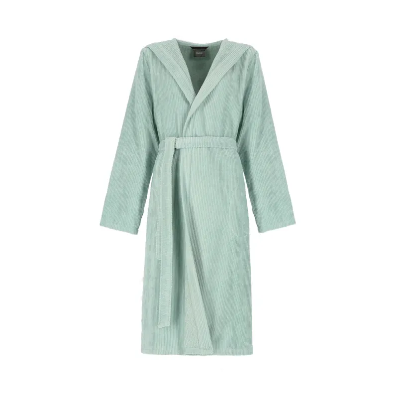 Cawö Cord 6140-414 Women's Hooded Bathrobe Mint