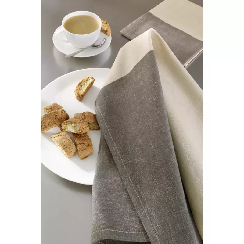 Cawö Cuisine Duo Kitchen Towel - Tea Towel 2-Pack Linen Blend 50x70 cm - Basalt Grey Linen Beige