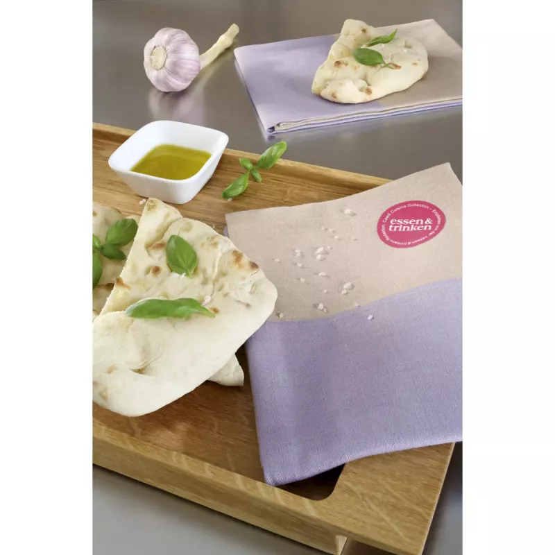 Cawö Cuisine Duo Kitchen Towel - Tea Towel 2-Pack Linen Blend 50x70 cm - Lavender Purple Linen Beige