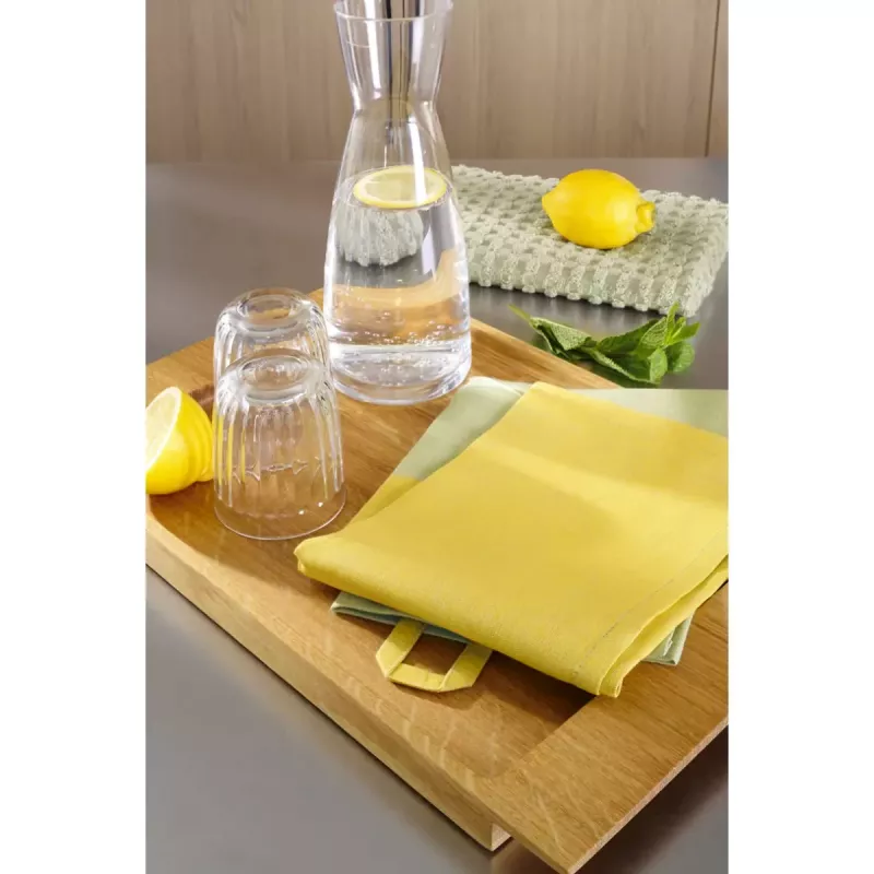 Cawö Cuisine Duo Kitchen Towel - Tea Towel 2-Pack Linen Blend 50x70 cm - Scotch Yellow Wasabi Green