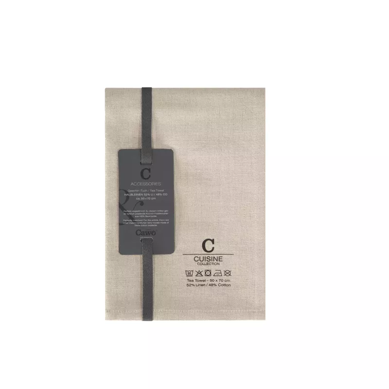 Cawö Cuisine Nature Tea Towel Linen Cotton 50x70 cm – Beige 2-pack