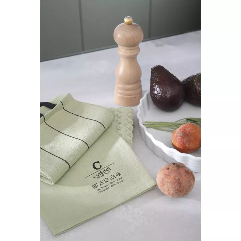Cawö Cuisine Nature Kitchen Towel - Tea Towel 2-Pack Linen Blend 50x70 cm – Wasabi Green