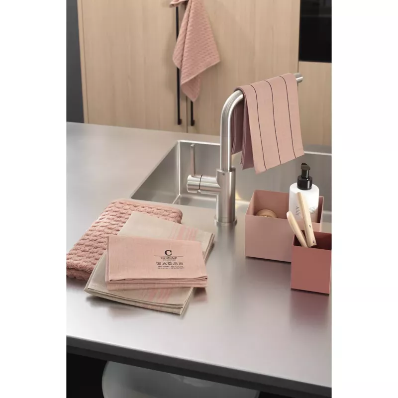 Cawö Cuisine Nature Striped Kitchen Towel - Tea Towel 2-Pack Linen Blend 50x70 cm – Tajine Dusty Pink