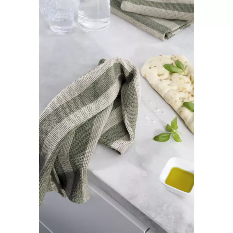 Cawö Cuisine Piqué Kitchen Towel - Tea Towel 2-Pack Cotton 50x70 cm - Field Green Natural Beige