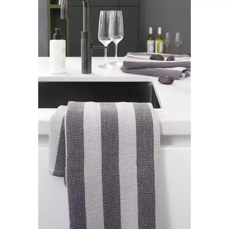 Cawö Cuisine Piqué Kitchen Towel - Tea Towel 2-Pack Cotton 50x70 cm - Plum Purple Platinum Grey