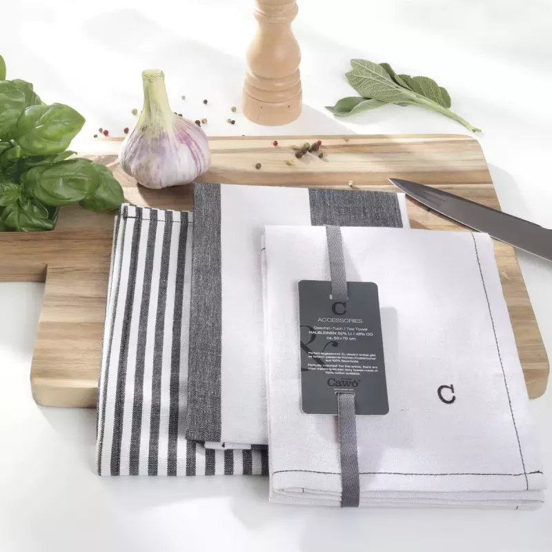Cawö Cuisine Zoom Kitchen Towel - Tea Towel Linen Blend 50x70 cm – Grey 2-pack