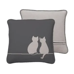 Cawö Cute Cats You & Me Cushion Cover 50x50 cm Basalt/Platinum