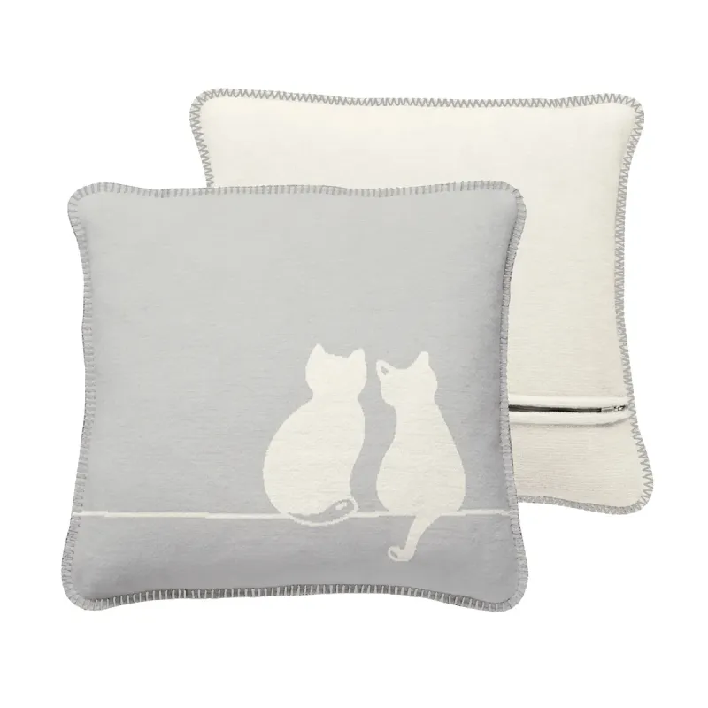 Cawö Cute Cats You & Me Cushion Cover 50x50 cm Platinum/Natural
