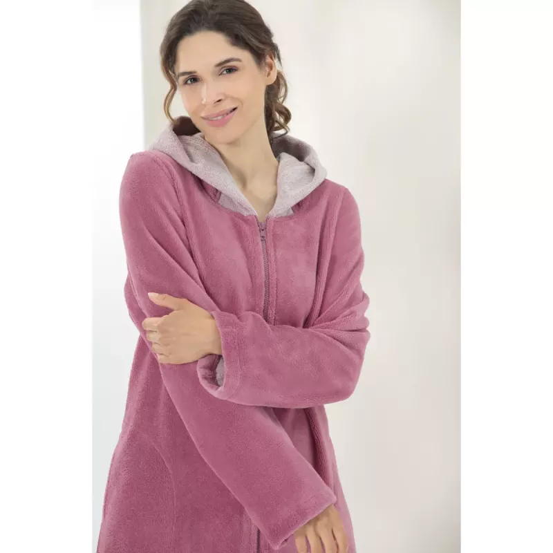 Women’s Reversible Hooded Bathrobe Berry Pink