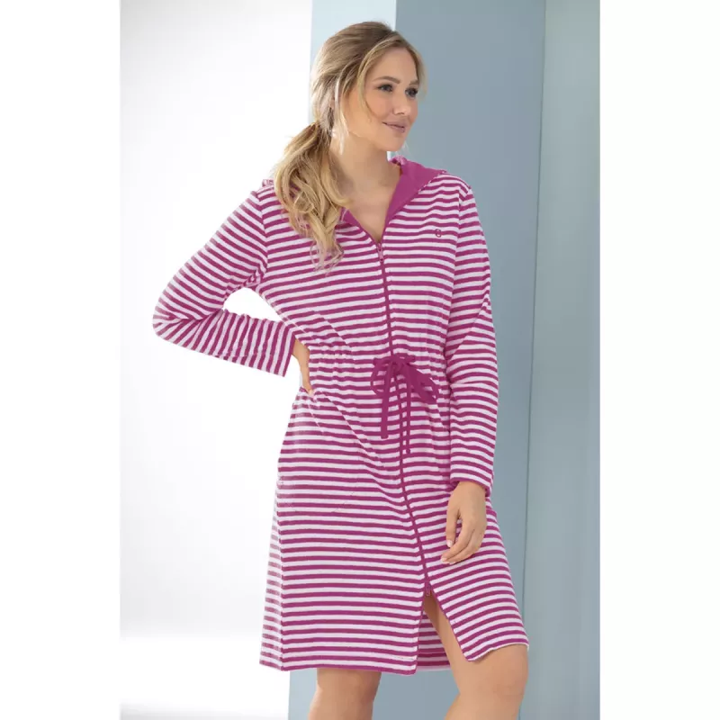 Women’s Lightweight Short Bathrobe Pink Pattern