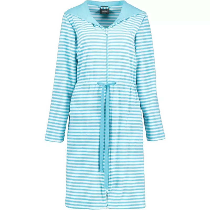 Women’s Lightweight Short Bathrobe Turquoise Pattern