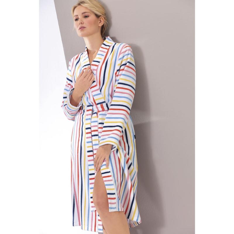Cawö Ladies Colorful Kimono Bathrobe 3343-62 striped