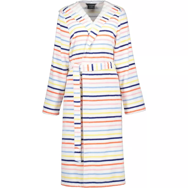 Cawö Ladies Striped Robe with Hood 3344-62 Colorful