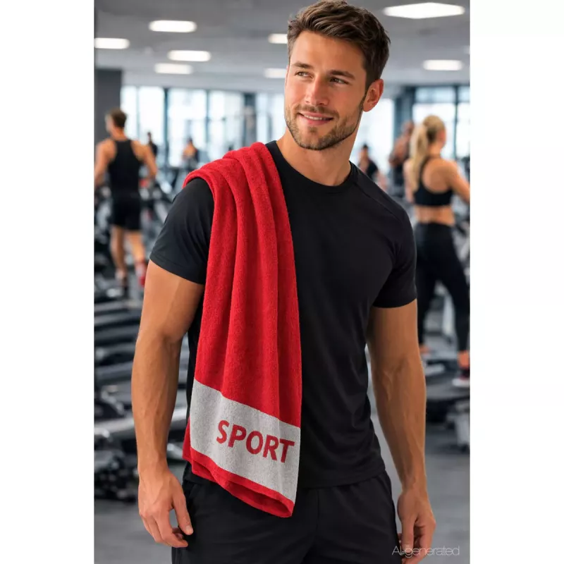 Cawö Fitnesshandduk 50x130 cm – Gymhandduk i Bomull med Ryggstödsskydd 6290-72 Red