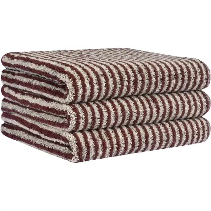 Handduk Luxury Home Two-Tone Stripe Bordeaux 480-23