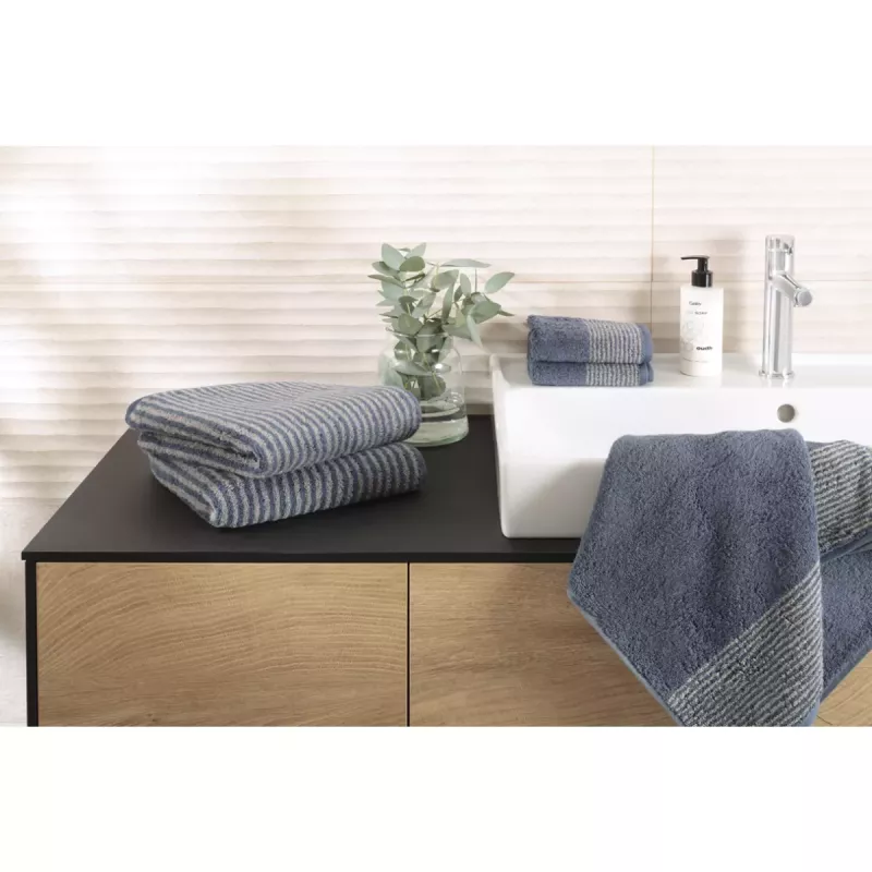 Handduk Luxury Home Two-Tone Stripe Nachtblau 480-10