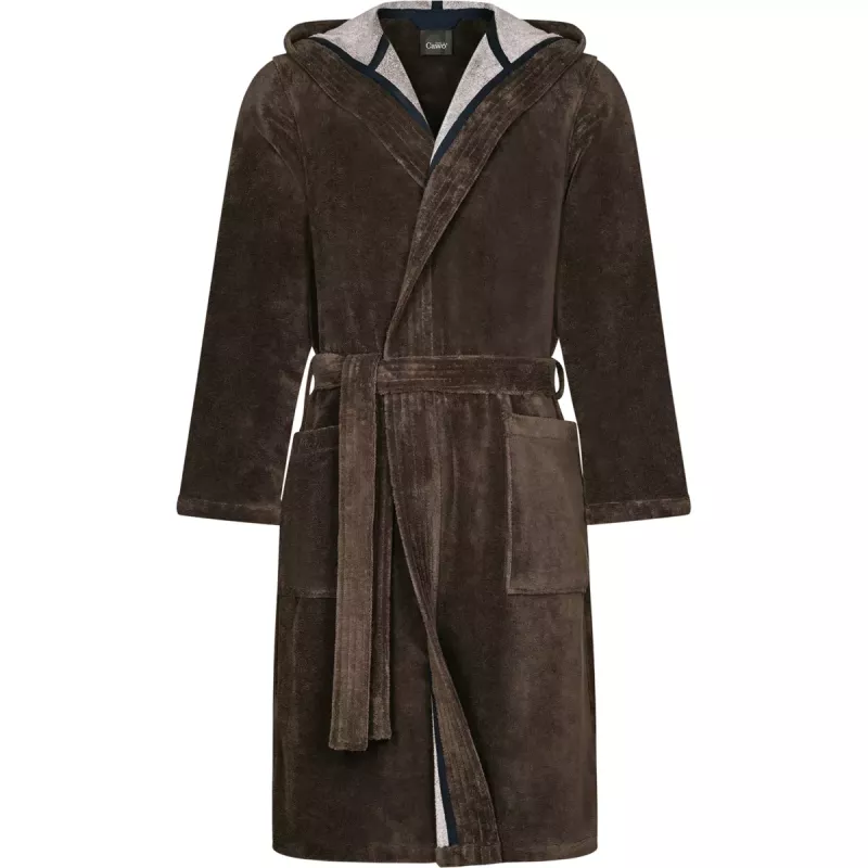 Herr Dubbelsidig Morgonrock med Huva Mokkabrun