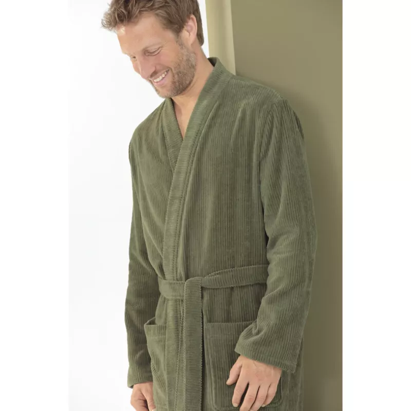 Herr Extra Lätt Kimono Morgonrock Fieldgrön