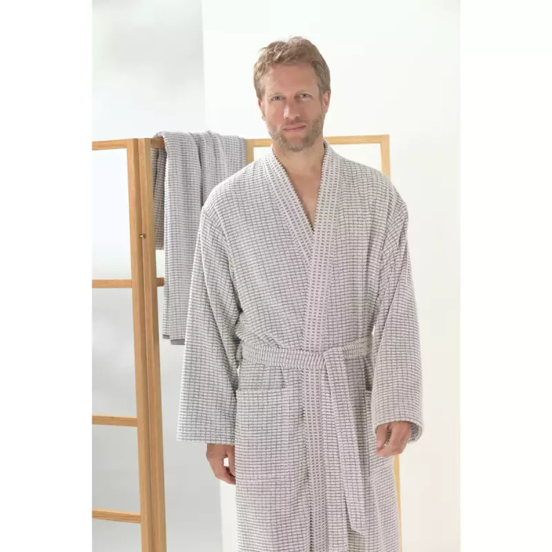 Herr Extra Lätt Kimono Morgonrock Natur-Stein