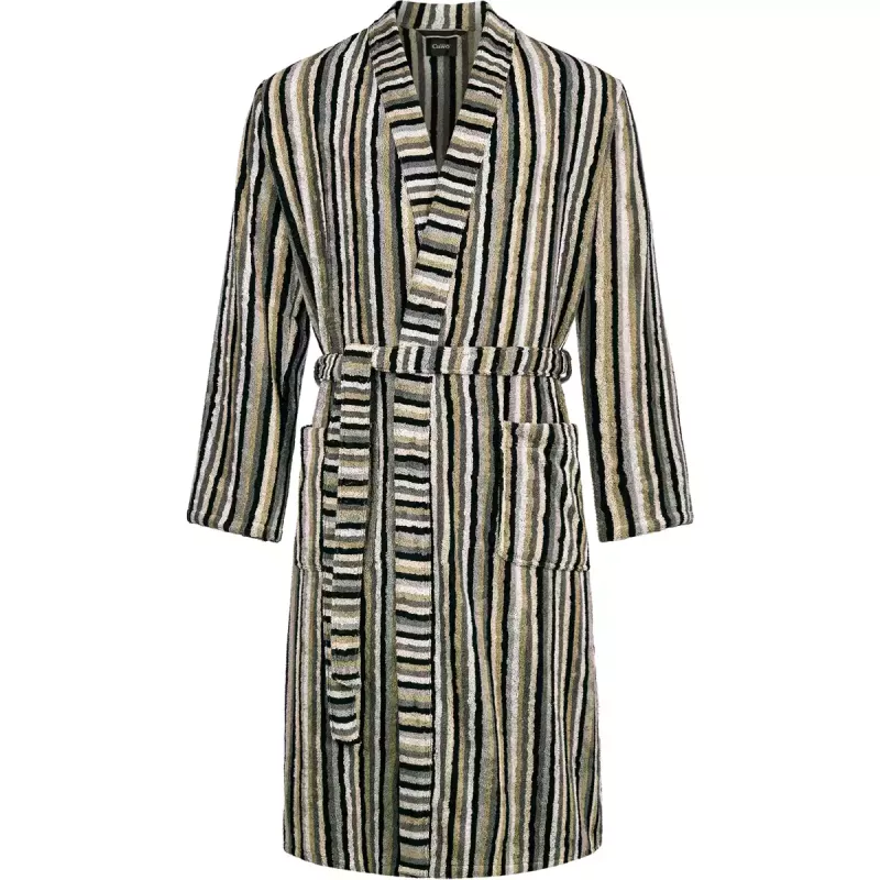 Herr Kimono Morgonrock Mönstrad Kieselgrå