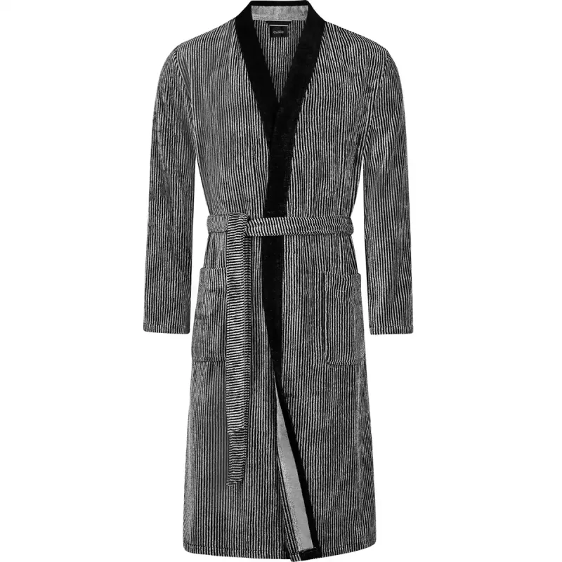 Herr Kimono Morgonrock Natur-svart Mönstrad