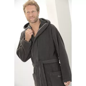 Herr Morgonrock med Huva Basaltgrå