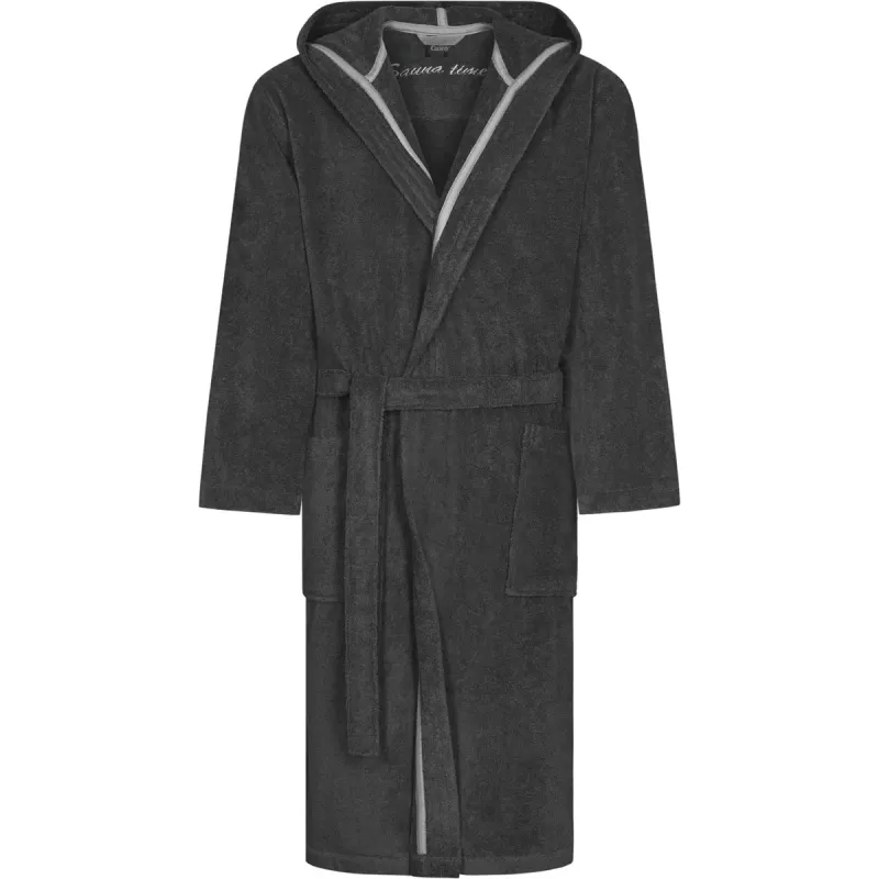 Herr Morgonrock med Huva Basaltgrå