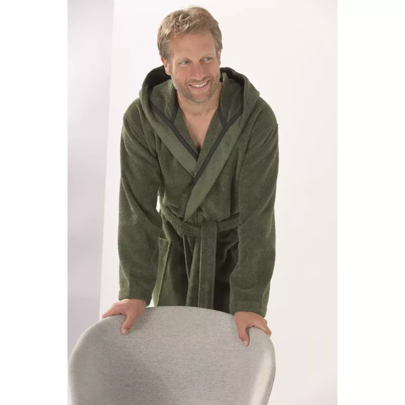 Herr Morgonrock med Huva Fieldgrön