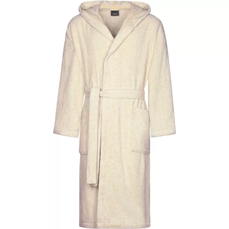 Herr Morgonrock med Huva Naturvit